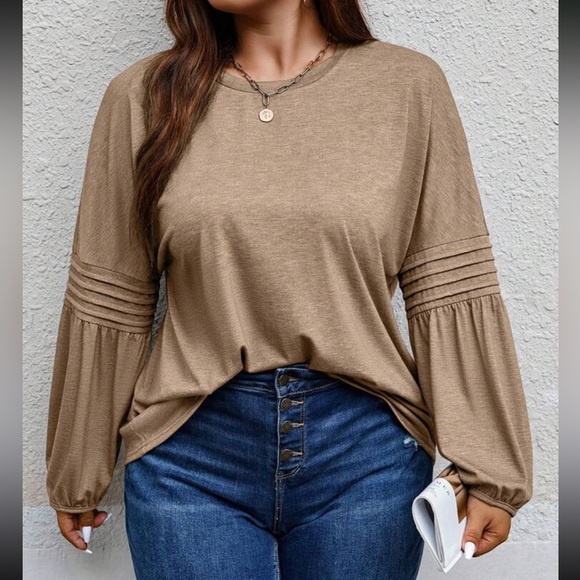 Boho dusty blue bishop sleeve blouse - Picture 14 of 16